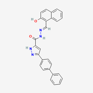 molecular formula C27H20N4O2 B12022264 5-([1,1'-Biphenyl]-4-yl)-N'-((2-hydroxynaphthalen-1-yl)methylene)-1H-pyrazole-3-carbohydrazide 