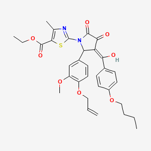 molecular formula C32H34N2O8S B12022446 ethyl 2-[2-[4-(allyloxy)-3-methoxyphenyl]-3-(4-butoxybenzoyl)-4-hydroxy-5-oxo-2,5-dihydro-1H-pyrrol-1-yl]-4-methyl-1,3-thiazole-5-carboxylate 