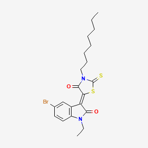 molecular formula C21H25BrN2O2S2 B12022469 5-(5-Bromo-1-ethyl-2-oxoindolin-3-ylidene)-3-octyl-2-thioxothiazolidin-4-one CAS No. 617697-79-7