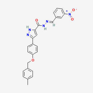 molecular formula C25H21N5O4 B12022491 5-(4-((4-Methylbenzyl)oxy)phenyl)-N'-(3-nitrobenzylidene)-1H-pyrazole-3-carbohydrazide CAS No. 634896-72-3