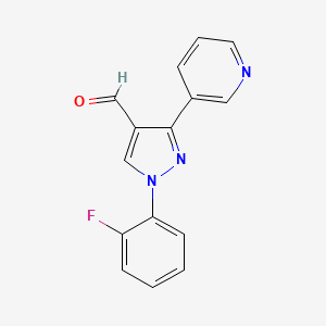 molecular formula C15H10FN3O B12022518 1-(2-Fluorophenyl)-3-(pyridin-3-YL)-1H-pyrazole-4-carbaldehyde CAS No. 618101-79-4