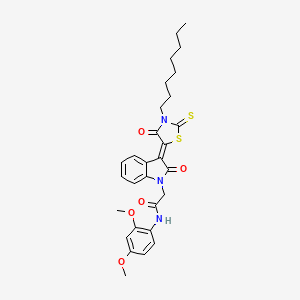 molecular formula C29H33N3O5S2 B12022525 N-(2,4-dimethoxyphenyl)-2-[(3Z)-3-(3-octyl-4-oxo-2-thioxo-1,3-thiazolidin-5-ylidene)-2-oxo-2,3-dihydro-1H-indol-1-yl]acetamide CAS No. 618072-14-3