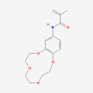 molecular formula C16H21NO5 B1202253 2-methyl-N-(2,5,8,11-tetraoxabicyclo[10.4.0]hexadeca-1(12),13,15-trien-14-yl)-2-propenamide 