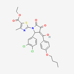 molecular formula C28H26Cl2N2O6S B12022537 Ethyl 2-[3-(4-butoxybenzoyl)-2-(3,4-dichlorophenyl)-4-hydroxy-5-oxo-2,5-dihydro-1H-pyrrol-1-YL]-4-methyl-1,3-thiazole-5-carboxylate CAS No. 609793-16-0