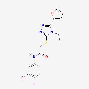 molecular formula C16H14F2N4O2S B12022544 N-(3,4-difluorophenyl)-2-[[4-ethyl-5-(furan-2-yl)-1,2,4-triazol-3-yl]sulfanyl]acetamide CAS No. 587000-63-3