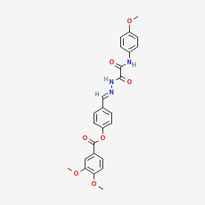 molecular formula C25H23N3O7 B12022576 4-(2-((4-Methoxyanilino)(oxo)AC)carbohydrazonoyl)phenyl 3,4-dimethoxybenzoate CAS No. 769147-41-3
