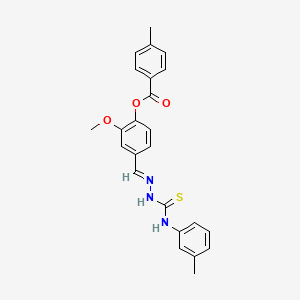 molecular formula C24H23N3O3S B12022597 2-Methoxy-4-(2-(3-toluidinocarbothioyl)carbohydrazonoyl)phenyl 4-methylbenzoate CAS No. 767310-28-1