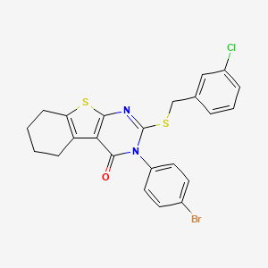 molecular formula C23H18BrClN2OS2 B12022650 3-(4-bromophenyl)-2-[(3-chlorobenzyl)sulfanyl]-5,6,7,8-tetrahydro[1]benzothieno[2,3-d]pyrimidin-4(3H)-one 