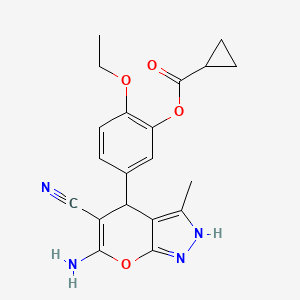 Cyclopropanecarboxylic acid [5-(6-amino-5-cyano-3-methyl-2,4-dihydropyrano[2,3-c]pyrazol-4-yl)-2-ethoxyphenyl] ester
