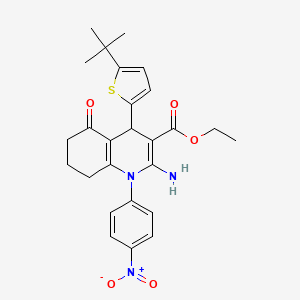molecular formula C26H29N3O5S B12022793 Ethyl 2-amino-4-(5-tert-butyl-2-thienyl)-1-(4-nitrophenyl)-5-oxo-1,4,5,6,7,8-hexahydro-3-quinolinecarboxylate 