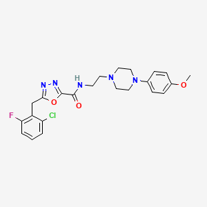 molecular formula C23H25ClFN5O3 B1202280 5-[(2-chloro-6-fluorophenyl)methyl]-N-[2-[4-(4-methoxyphenyl)-1-piperazinyl]ethyl]-1,3,4-oxadiazole-2-carboxamide 