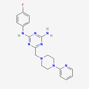 molecular formula C19H21FN8 B1202281 N2-(4-氟苯基)-6-[[4-(2-吡啶基)-1-哌嗪基]甲基]-1,3,5-三嗪-2,4-二胺 