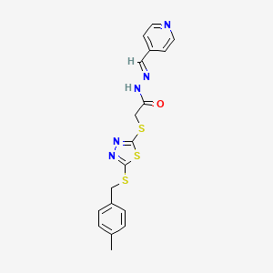molecular formula C18H17N5OS3 B12022898 2-({5-[(4-methylbenzyl)sulfanyl]-1,3,4-thiadiazol-2-yl}sulfanyl)-N'-[(E)-pyridin-4-ylmethylidene]acetohydrazide 