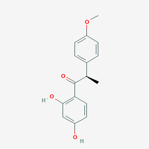 molecular formula C16H16O4 B1202293 (2r)-1-(2,4-Dihydroxyphenyl)-2-(4-methoxyphenyl)propan-1-one CAS No. 4931-27-5