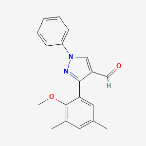 molecular formula C19H18N2O2 B12022939 3-(2-Methoxy-3,5-dimethylphenyl)-1-phenyl-1H-pyrazole-4-carbaldehyde 