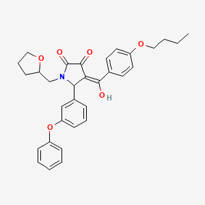 molecular formula C32H33NO6 B12022944 4-(4-Butoxybenzoyl)-3-hydroxy-5-(3-phenoxyphenyl)-1-(tetrahydro-2-furanylmethyl)-1,5-dihydro-2H-pyrrol-2-one CAS No. 617695-61-1