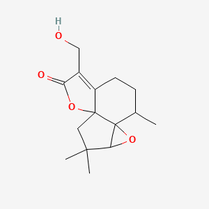 molecular formula C15H20O4 B1202296 4-(Hydroxymethyl)-8,12,12-trimethyl-2,10-dioxatetracyclo[7.4.0.01,5.09,11]tridec-4-en-3-one CAS No. 79232-33-0