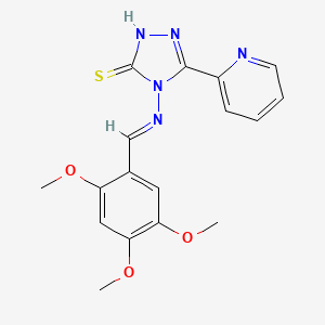 molecular formula C17H17N5O3S B12023022 5-(Pyridin-2-yl)-4-((2,4,5-trimethoxybenzylidene)amino)-4H-1,2,4-triazole-3-thiol CAS No. 497823-65-1