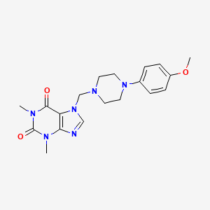 molecular formula C19H24N6O3 B12023061 7-{[4-(4-methoxyphenyl)-1-piperazinyl]methyl}-1,3-dimethyl-3,7-dihydro-1H-purine-2,6-dione 