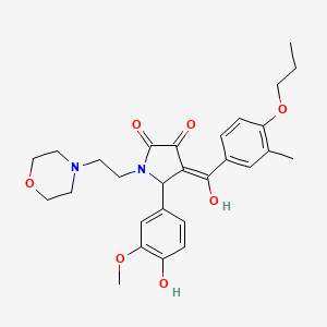 molecular formula C28H34N2O7 B12023069 3-Hydroxy-5-(4-hydroxy-3-methoxyphenyl)-4-(3-methyl-4-propoxybenzoyl)-1-[2-(4-morpholinyl)ethyl]-1,5-dihydro-2H-pyrrol-2-one 