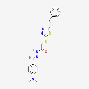molecular formula C20H21N5OS3 B12023095 2-{[5-(benzylsulfanyl)-1,3,4-thiadiazol-2-yl]sulfanyl}-N'-{(E)-[4-(dimethylamino)phenyl]methylidene}acetohydrazide 