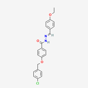 molecular formula C23H21ClN2O3 B12023159 4-[(4-chlorophenyl)methoxy]-N-[(E)-(4-ethoxyphenyl)methylideneamino]benzamide 