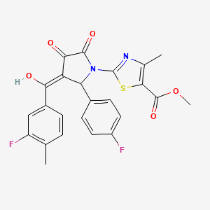 molecular formula C24H18F2N2O5S B12023174 methyl 2-{3-[(3-fluoro-4-methylphenyl)carbonyl]-2-(4-fluorophenyl)-4-hydroxy-5-oxo-2,5-dihydro-1H-pyrrol-1-yl}-4-methyl-1,3-thiazole-5-carboxylate 