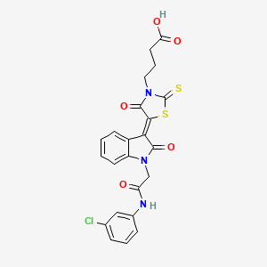 molecular formula C23H18ClN3O5S2 B12023187 4-((5Z)-5-{1-[2-(3-Chloroanilino)-2-oxoethyl]-2-oxo-1,2-dihydro-3H-indol-3-ylidene}-4-oxo-2-thioxo-1,3-thiazolidin-3-YL)butanoic acid 