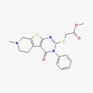 molecular formula C19H19N3O3S2 B1202328 METHYL 2-[(7-METHYL-4-OXO-3-PHENYL-3,4,5,6,7,8-HEXAHYDROPYRIDO[4',3':4,5]THIENO[2,3-D]PYRIMIDIN-2-YL)SULFANYL]ACETATE 