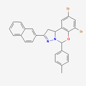 molecular formula C27H20Br2N2O B12023405 7,9-Dibromo-2-(naphthalen-2-yl)-5-(p-tolyl)-5,10b-dihydro-1H-benzo[e]pyrazolo[1,5-c][1,3]oxazine CAS No. 763110-08-3