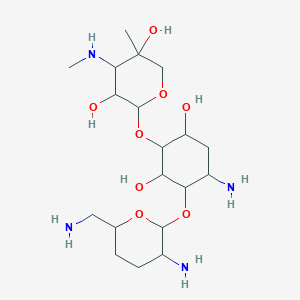 molecular formula C19H38N4O8 B1202378 2-[4-氨基-3-[3-氨基-6-(氨基甲基)氧杂环-2-基]氧基-2,6-二羟基环己基]氧基-5-甲基-4-(甲基氨基)氧杂环-3,5-二醇 CAS No. 66065-96-1
