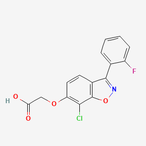 molecular formula C15H9ClFNO4 B1202380 ((7-Chloro-3-(2-fluorophenyl)-1,2-benzisoxazol-6-yl)oxy)acetic acid CAS No. 72498-57-8