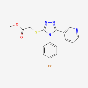 molecular formula C16H13BrN4O2S B12023855 Methyl ((4-(4-bromophenyl)-5-(3-pyridinyl)-4H-1,2,4-triazol-3-YL)thio)acetate CAS No. 680988-29-8
