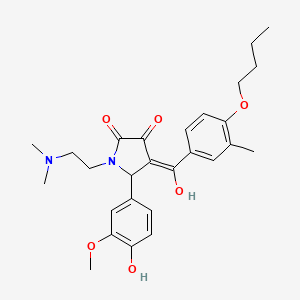 molecular formula C27H34N2O6 B12023972 4-(4-butoxy-3-methylbenzoyl)-1-[2-(dimethylamino)ethyl]-3-hydroxy-5-(4-hydroxy-3-methoxyphenyl)-1,5-dihydro-2H-pyrrol-2-one 