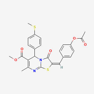 molecular formula C25H22N2O5S2 B12023991 Methyl 2-(4-acetoxybenzylidene)-7-methyl-5-(4-(methylthio)phenyl)-3-oxo-3,5-dihydro-2H-thiazolo[3,2-a]pyrimidine-6-carboxylate CAS No. 612079-03-5