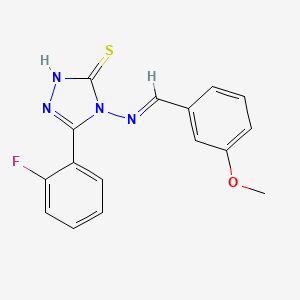 molecular formula C16H13FN4OS B12024001 5-(2-Fluorophenyl)-4-((3-methoxybenzylidene)amino)-4H-1,2,4-triazole-3-thiol CAS No. 677765-58-1