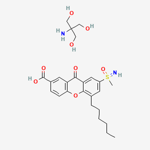 molecular formula C25H34N2O8S B1202406 9H-Xanthene-2-carboxylic acid, 5-hexyl-7-(S-methylsulfonimidoyl)-9-oxo-, compd. with 2-amino-2-(hydroxymethyl)-1,3-propanediol (1:1) CAS No. 66934-53-0