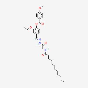 molecular formula C31H43N3O6 B12024247 4-(2-((Dodecanoylamino)acetyl)carbohydrazonoyl)-2-ethoxyphenyl 4-methoxybenzoate CAS No. 767289-35-0