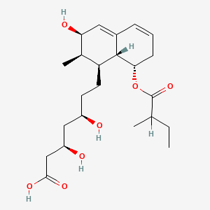 molecular formula C23H36O7 B1202426 (3R,5R)-7-[(1S,2R,3R,8S,8aR)-3-hydroxy-2-methyl-8-(2-methylbutanoyloxy)-1,2,3,7,8,8a-hexahydronaphthalen-1-yl]-3,5-dihydroxyheptanoic acid CAS No. 145842-18-8