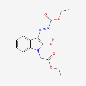 molecular formula C15H17N3O5 B12024326 Ethyl 2-(1-(2-ethoxy-2-oxoethyl)-2-oxoindolin-3-ylidene)hydrazinecarboxylate CAS No. 624726-25-6