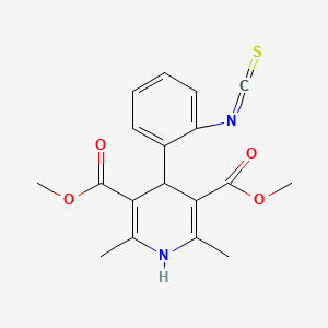 molecular formula C18H18N2O4S B1202436 1,4-Dihydro-2,6-dimethyl-4-(2-isothiocyanatophenyl)-3,5-pyridinedicarboxylic acid dimethyl ester CAS No. 86880-83-3