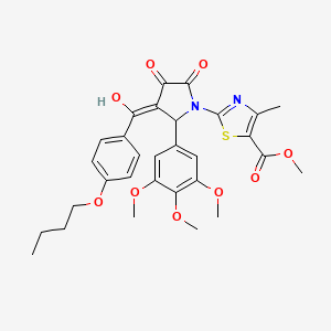 molecular formula C30H32N2O9S B12024399 methyl 2-{3-[(4-butoxyphenyl)carbonyl]-4-hydroxy-5-oxo-2-(3,4,5-trimethoxyphenyl)-2,5-dihydro-1H-pyrrol-1-yl}-4-methyl-1,3-thiazole-5-carboxylate 