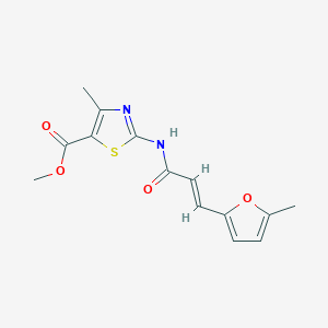 molecular formula C14H14N2O4S B1202443 Methyl 4-methyl-2-{[3-(5-methyl-2-furyl)acryloyl]amino}-1,3-thiazole-5-carboxylate 