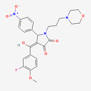 molecular formula C25H26FN3O7 B12024455 4-(3-Fluoro-4-methoxybenzoyl)-3-hydroxy-1-(3-(4-morpholinyl)propyl)-5-(4-nitrophenyl)-1,5-dihydro-2H-pyrrol-2-one CAS No. 618081-58-6