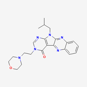 molecular formula C22H26N6O2 B1202446 11-(2-methylpropyl)-3-[2-(morpholin-4-yl)ethyl]-3,11-dihydro-4H-pyrimido[5',4':4,5]pyrrolo[2,3-b]quinoxalin-4-one 
