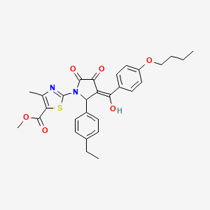 molecular formula C29H30N2O6S B12024489 Methyl 2-[3-(4-butoxybenzoyl)-2-(4-ethylphenyl)-4-hydroxy-5-oxo-2,5-dihydro-1H-pyrrol-1-YL]-4-methyl-1,3-thiazole-5-carboxylate CAS No. 609796-46-5