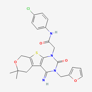 N-(4-chlorophenyl)-2-[3-(2-furanylmethyl)-4-imino-6,6-dimethyl-2-oxo-5,8-dihydropyrano[2,3]thieno[2,4-b]pyrimidin-1-yl]acetamide