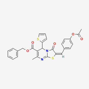molecular formula C28H22N2O5S2 B12024541 Benzyl 2-(4-acetoxybenzylidene)-7-methyl-3-oxo-5-(thiophen-2-yl)-3,5-dihydro-2H-thiazolo[3,2-a]pyrimidine-6-carboxylate CAS No. 617696-97-6