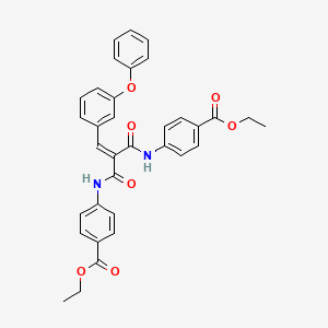 molecular formula C34H30N2O7 B12024699 Ethyl 4-{[2-{[4-(ethoxycarbonyl)anilino]carbonyl}-3-(3-phenoxyphenyl)acryloyl]amino}benzoate 