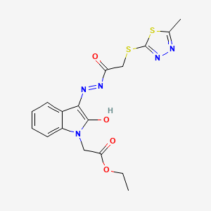 molecular formula C17H17N5O4S2 B12024749 ethyl [(3Z)-3-({[(5-methyl-1,3,4-thiadiazol-2-yl)sulfanyl]acetyl}hydrazono)-2-oxo-2,3-dihydro-1H-indol-1-yl]acetate CAS No. 624726-28-9